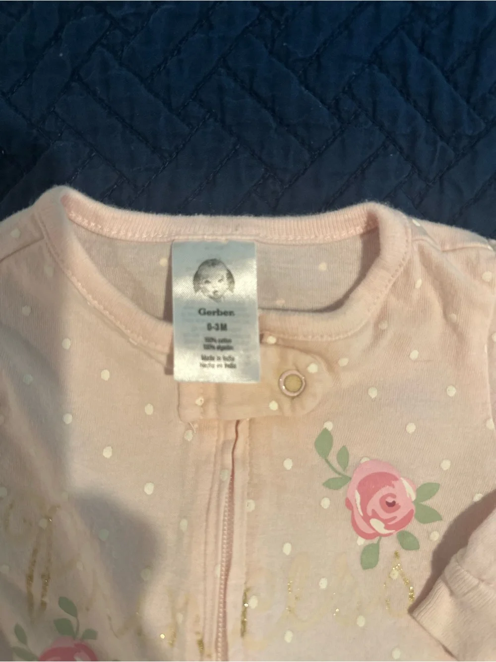 Sleeper Baby Girls Pink Footed Floral Zip One-Piece Gerber 0-3 Months
